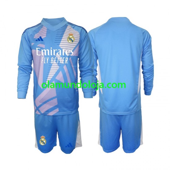Camisola Real Madrid Guarda-redes Criança Equipamento Primeiro 2024-2025 Manga Comprida